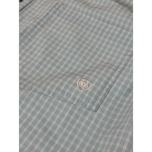 Ariat Shirt Men's 2XL Blue White Pro Series Plaid Button Down Long Sleeve - Picture 7 of 9